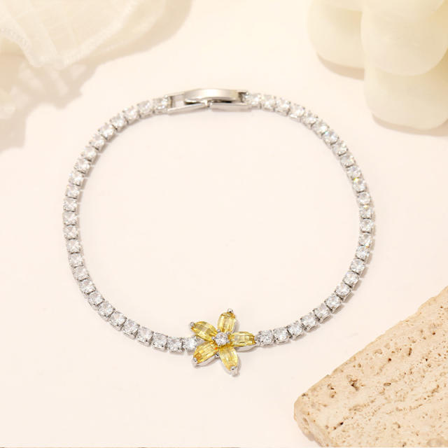 Delicate diamond butterfly tennis chain stainless steel bracelet