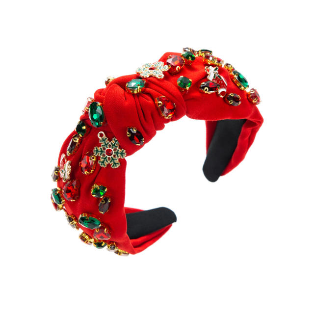 Christmas colorful rhinestone statement handmade knotted headband