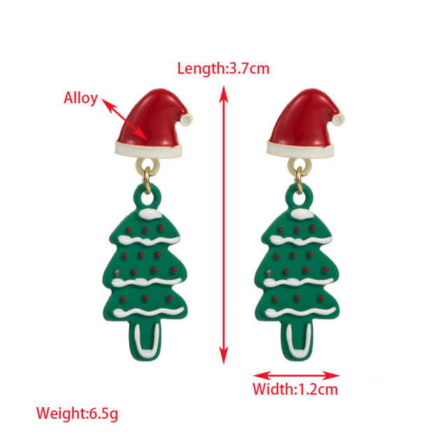 Christmas personality enamel asymmetrical earrings