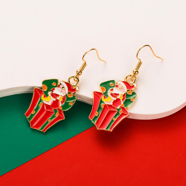 Christmas color enamel alloy earrings