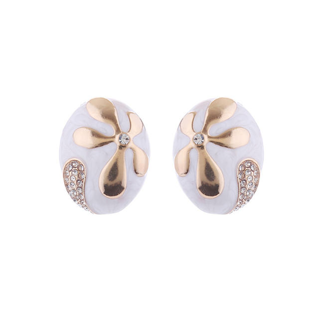 925 needle color enamel oval shape studs earrings