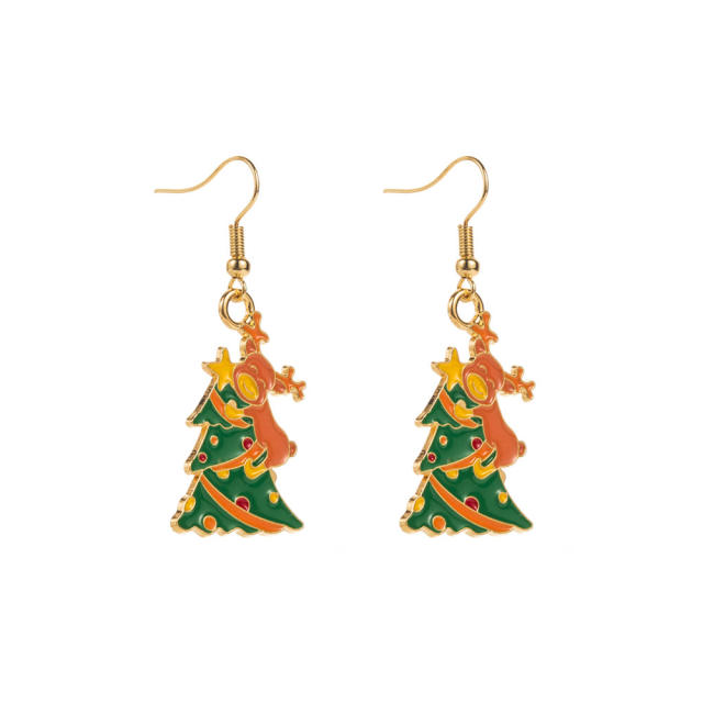 Christmas color enamel alloy earrings