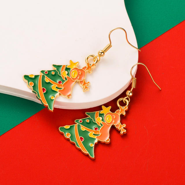 Christmas color enamel alloy earrings