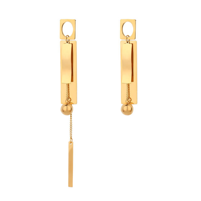 Personality gold color geometric tassel stainless steel dangle earrings