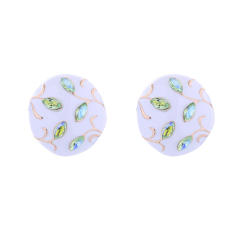 925 needle white color round shape rhinestone statement studs earrings