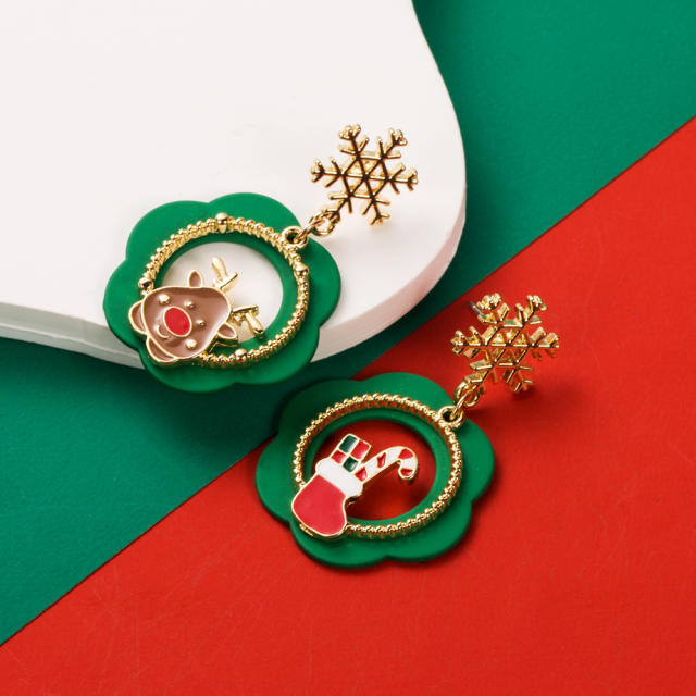 925 needle christmas candy acrylic earrings