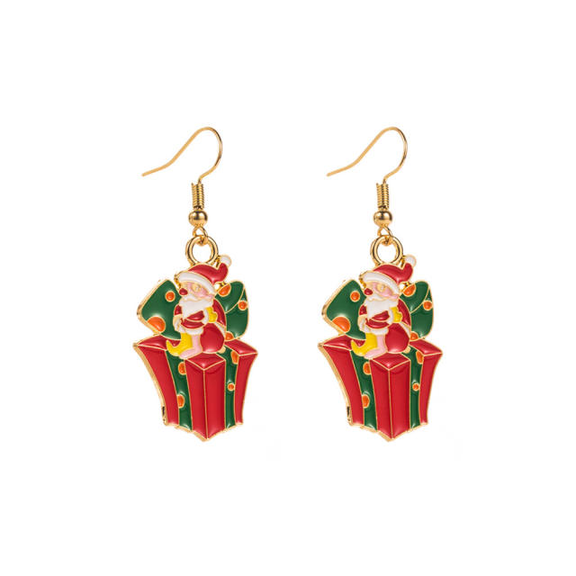 Christmas color enamel alloy earrings