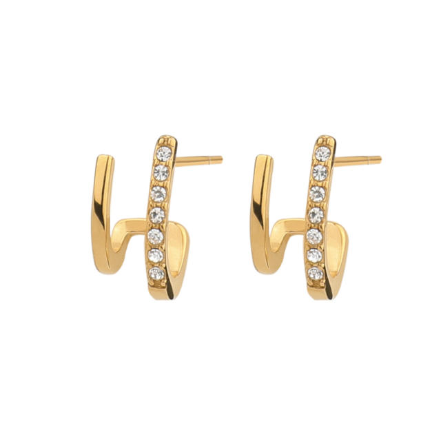 INS hot sale heart diamond stainless steel earrings collection