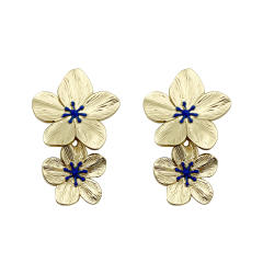 Personality romantic stereo flower stainless steel dangle earrings