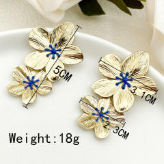 Personality romantic stereo flower stainless steel dangle earrings