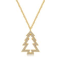 Delicate diamond gold color christmas gift real gold plated necklace earrings