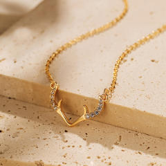 Delicate diamond gold color christmas gift real gold plated necklace earrings