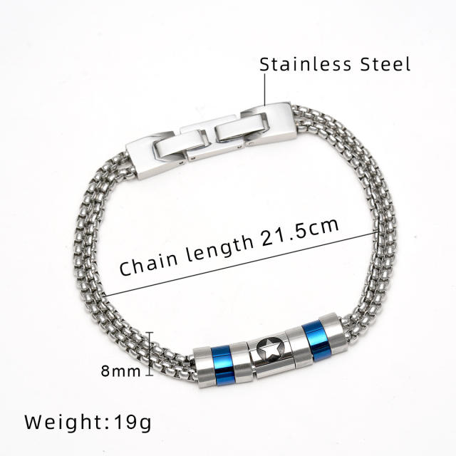 Hiphop silver color rolling bead stainless steel bracelet for men