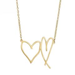 Concise unique hollow out heart pendant stainless steel necklace Valentine's Day gift