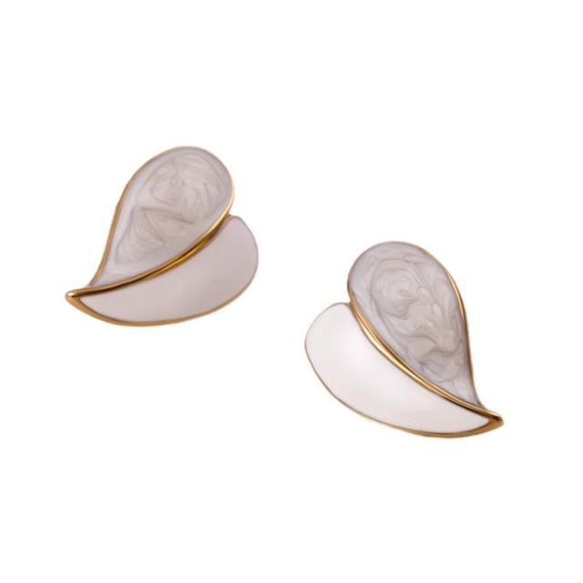 Concise white color enamel stainless steel earrings collection