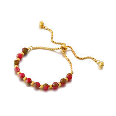 Occident fashion natural turquoise bead natural stone slide bracelet stainless steel bracelet