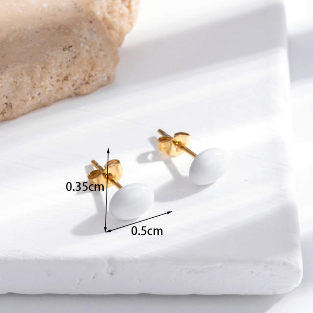 Sweet strawberry white enamel stainless steel earrings collection