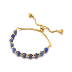 Occident fashion natural turquoise bead natural stone slide bracelet stainless steel bracelet