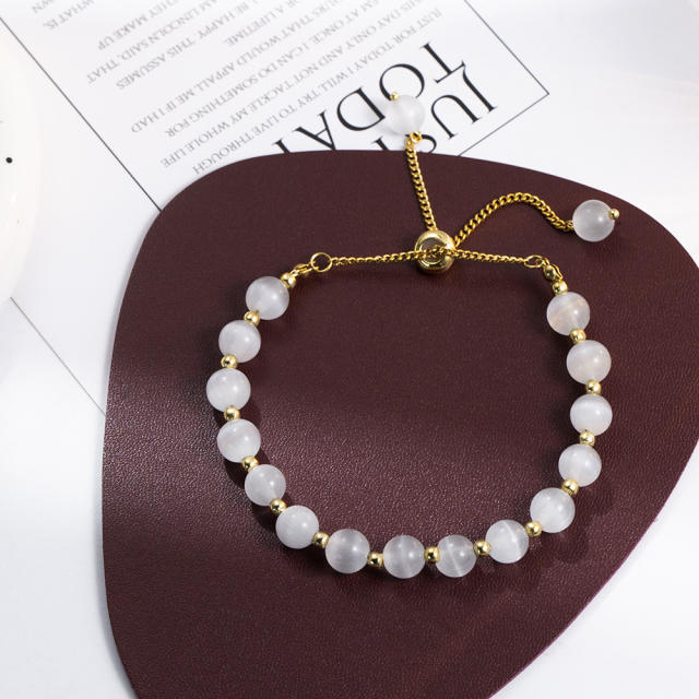 Good luck opal stone bead stainless steel slide bracelet