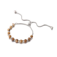 Occident fashion natural turquoise bead natural stone slide bracelet stainless steel bracelet