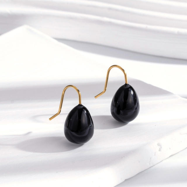 Vintage black color enamel stainless steel earrings collection