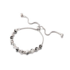 Occident fashion natural turquoise bead natural stone slide bracelet stainless steel bracelet