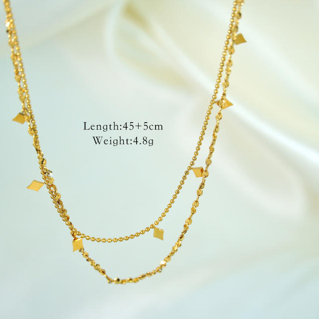 Dainty diamond crosss star pendant stainless steel necklace