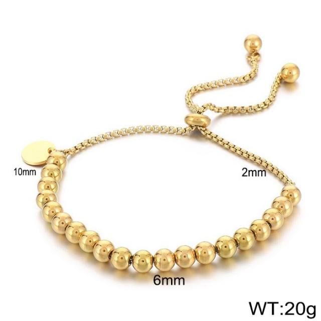 18K real gold plated bead pearl bead stainless steel bracelet