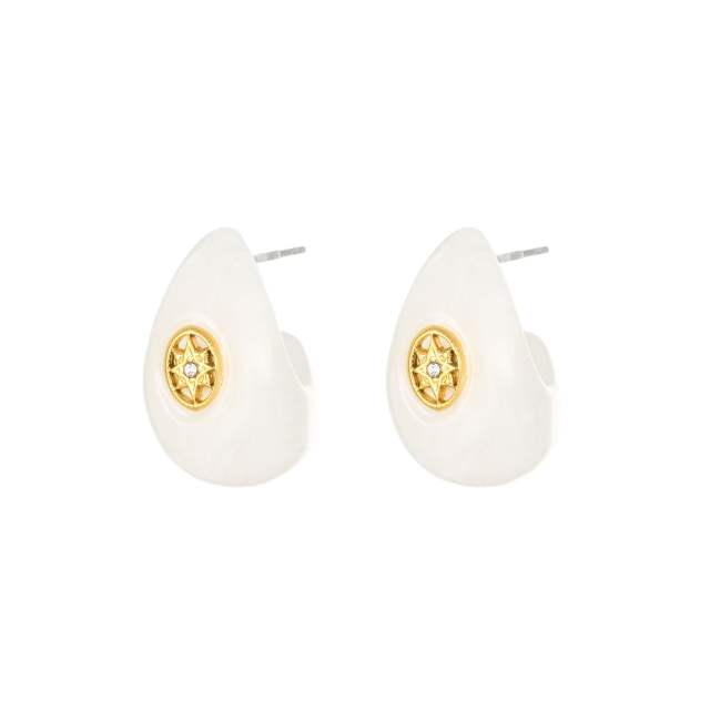 Unique colorful resin drop shape stainless steel studs earrings