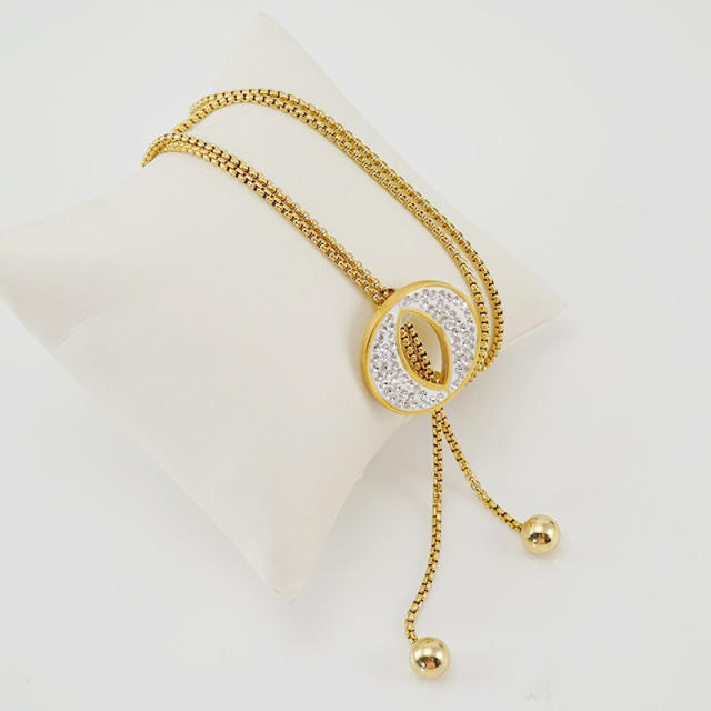Winter diamond circle stainless steel long necklace sweater chain
