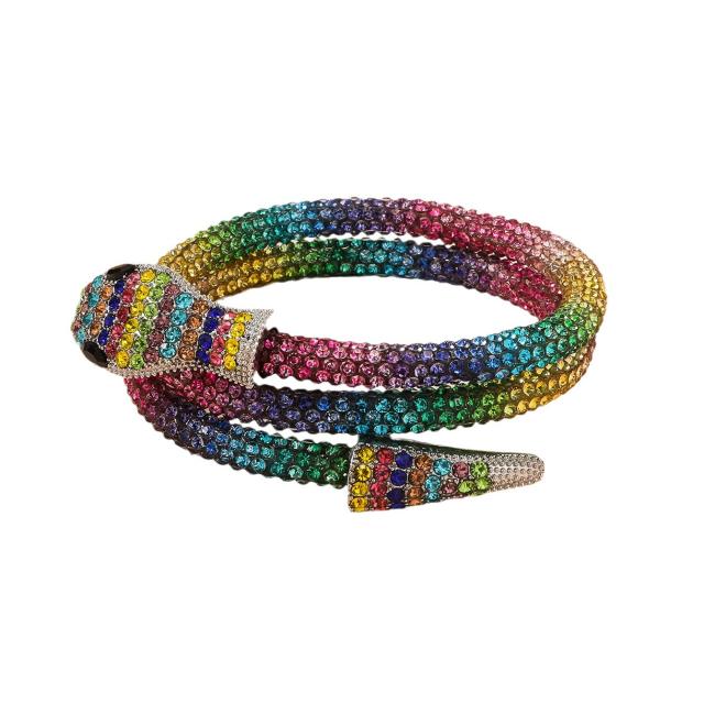 Punk trend colorful diamond snake Wrap Bracelet