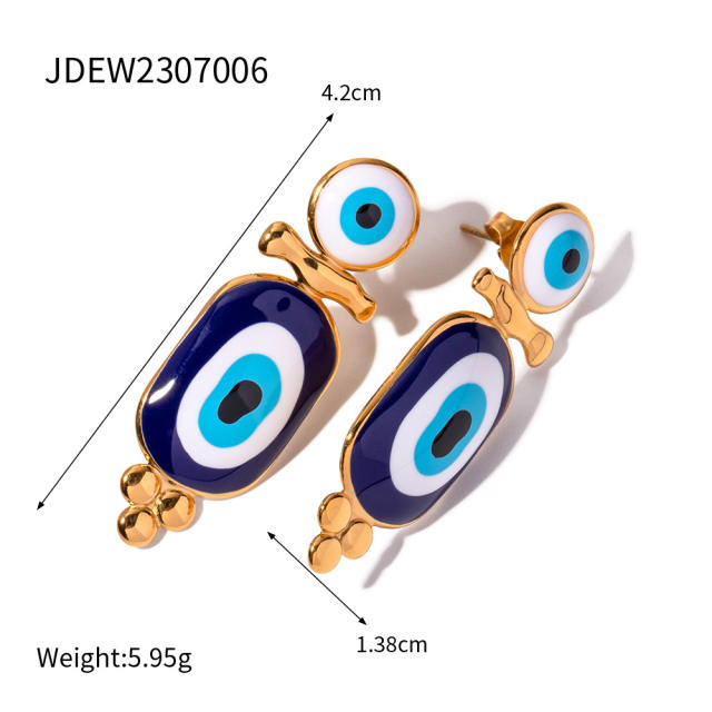 Vintage blue eye evil eye series stainless steel earrings rings set collection