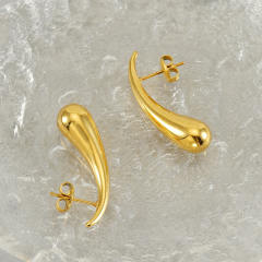 Concise extra long water drop shape stainless steel earrings