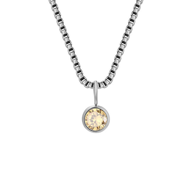 8MM birthstone pendant dainty stainless steel necklace