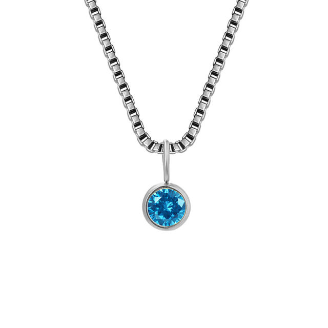 8MM birthstone pendant dainty stainless steel necklace