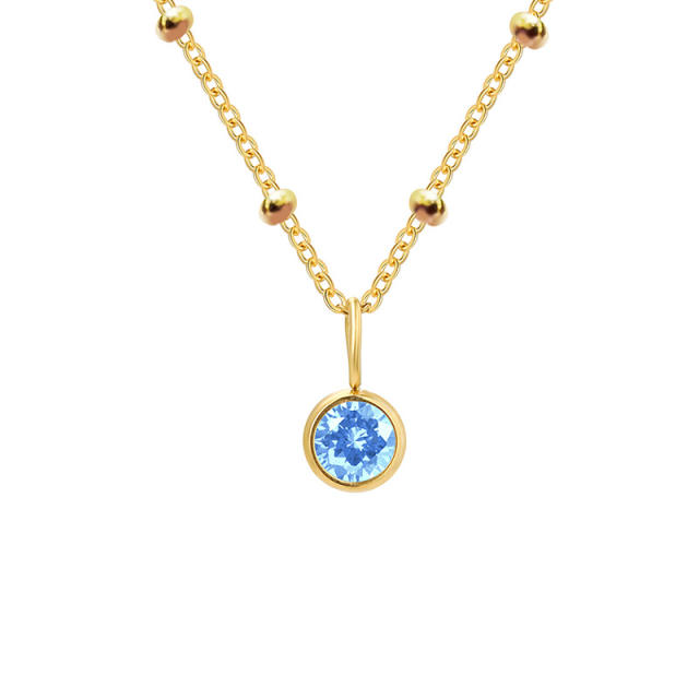 INS dainty birthstone pendant stainless steel necklace