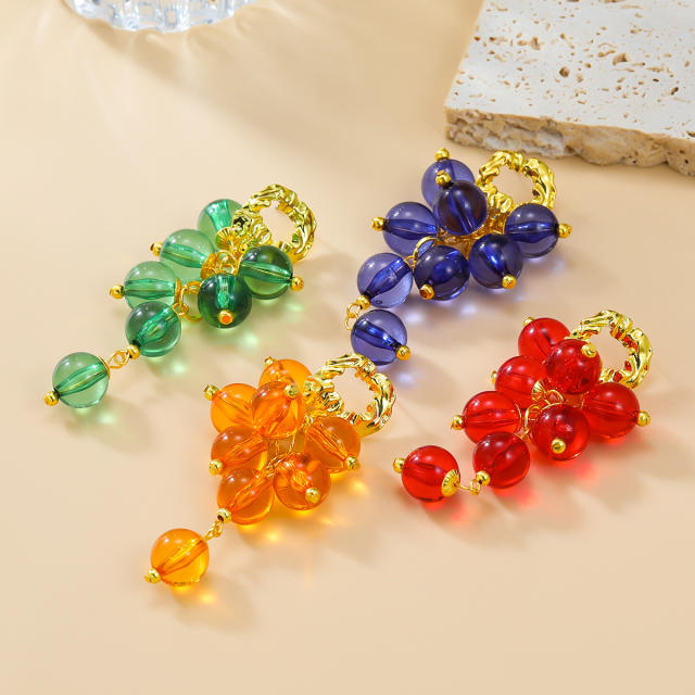 Colorful resin ball bead dangle earrings for women