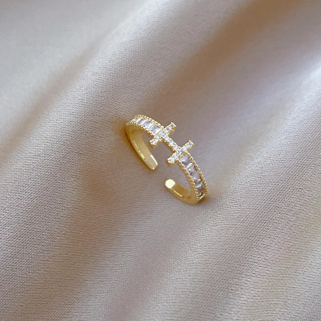 Korean fashion diamond H letter stainless steel rings for women