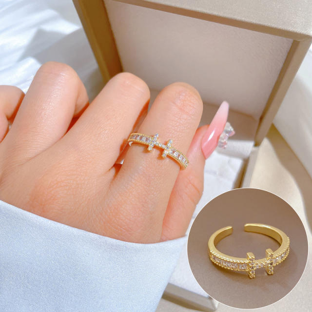 Korean fashion diamond H letter stainless steel rings for women