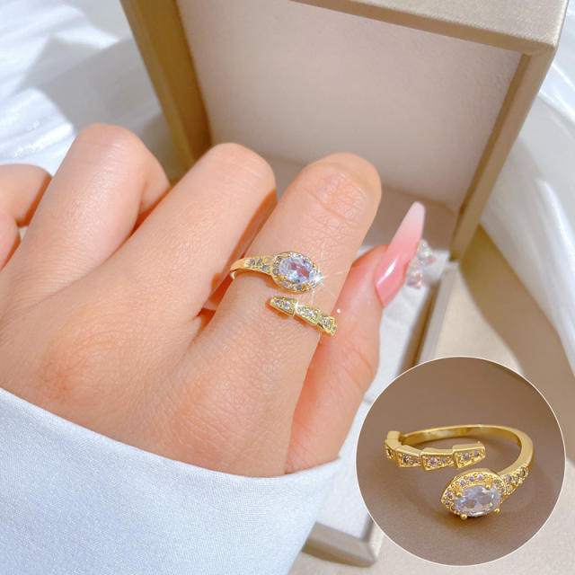 Delicate diamond snake stainless steel finger rings for women