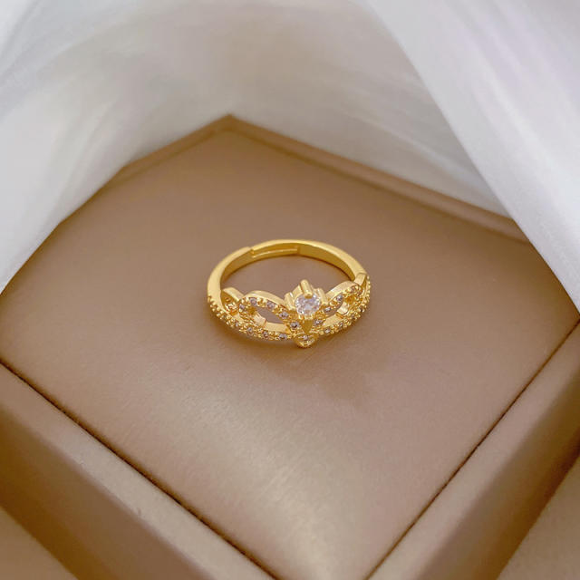 Delicate diamond princess rings stainless steel rings
