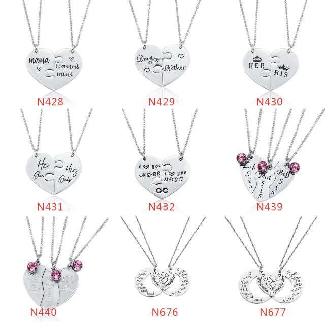 Hot sale mother's day Valentine's Day friendship matching stainless steel necklace gift necklace