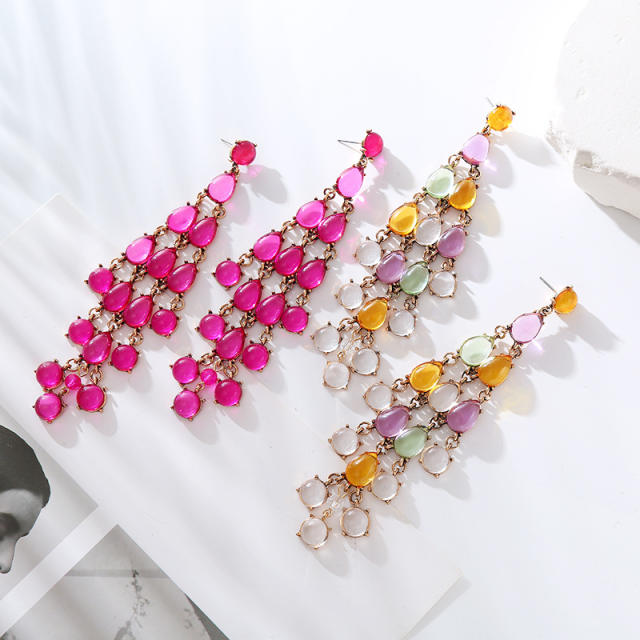Hot sale clear colorful resin bead dangle earrings