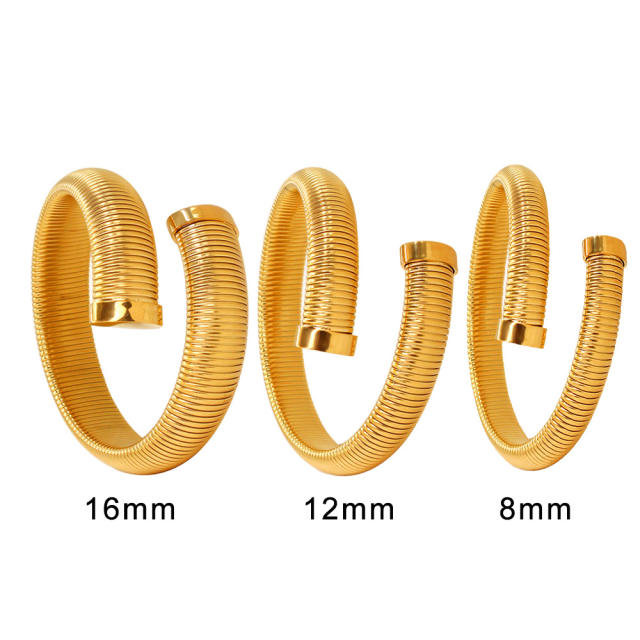 Winter fall design chunky gold color bold stainless steel bangle bracelet