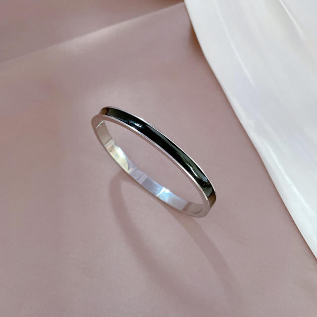 Classic black enamel stainlss steel band bangle bracelet