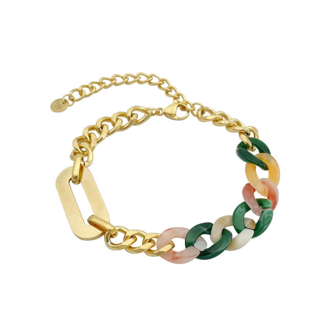 14KG baroque colorful acrylic chain stainless steel chain bracelet