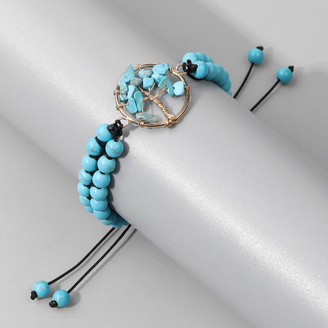 6mm crystal stone bead life tree string bracelet