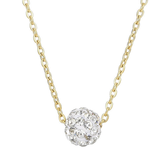 Chic diamond ball gold silver ball pendant stainless steel necklace