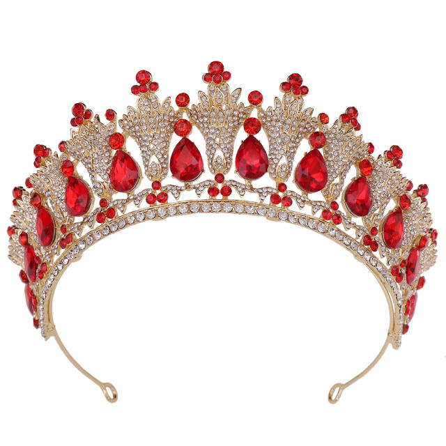 Luxury colorful rhinestone crystal stone wedding prom hair crown