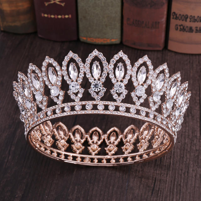 Luxury colorful rhinestone crystal stone round hair crown